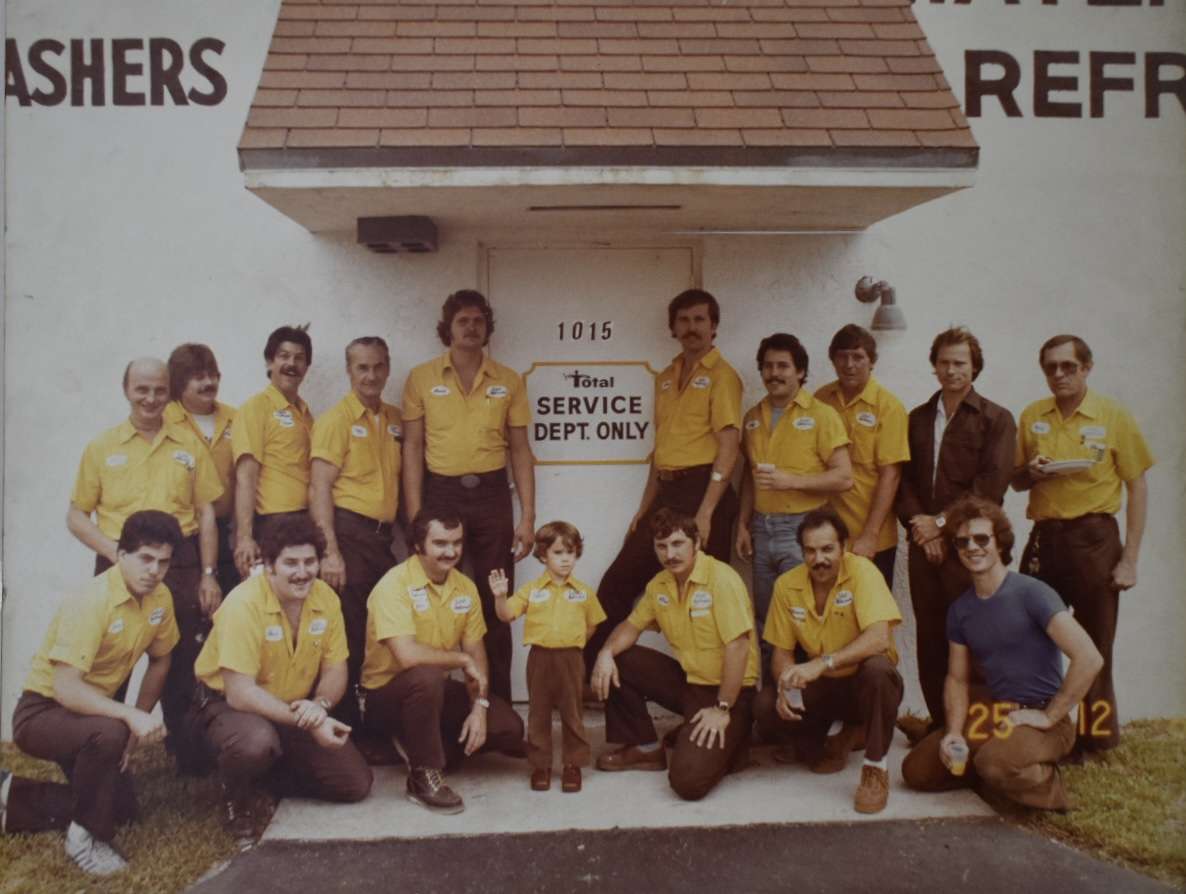 The Total Appliance service team outside the service department in the 1980s